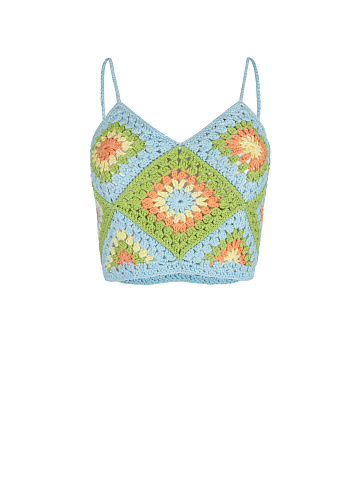 Blue & Green Crochet Knitted Top, 1