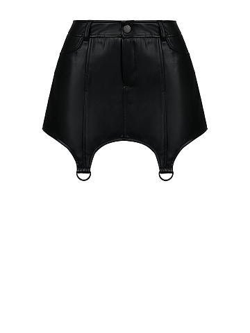 Black Ultra Mini Faux Leather Skirt, 1
