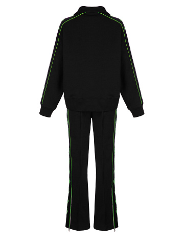 Black & Green Lily Embroidered Jersey Suit, 2