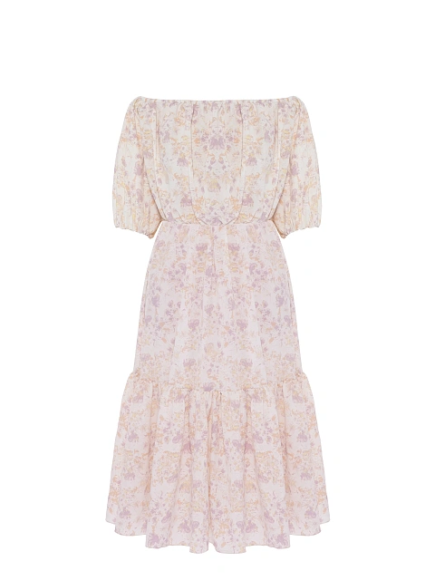 Lilac Floral Printed Midi Dress, 1