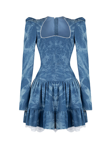 Blue Denim Tie-Dye Mini Dress, 1