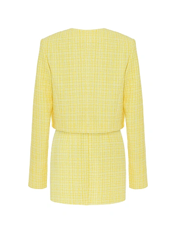 Yellow Tweed Mini Skirt Suit, 2