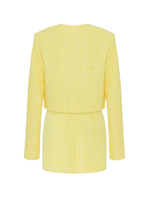 Yellow Tweed Mini Skirt Suit, 2
