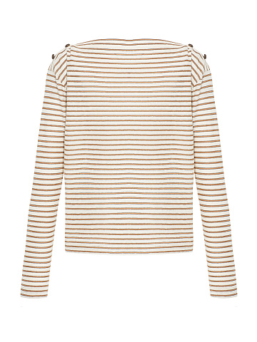 Beige & White Striped Longsleeve T-shirt, 1