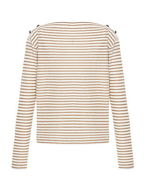 Beige & White Striped Longsleeve T-shirt, 1
