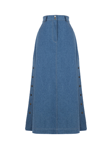 Blue Denim Midi Skirt, 1