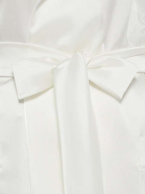 White Embroidered "Bride" Silk Pajama Set, 6