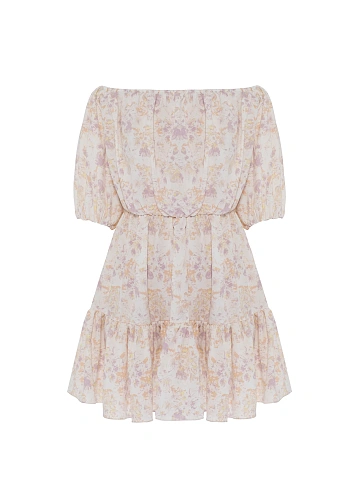 Mini dress with lilac floral print, 1