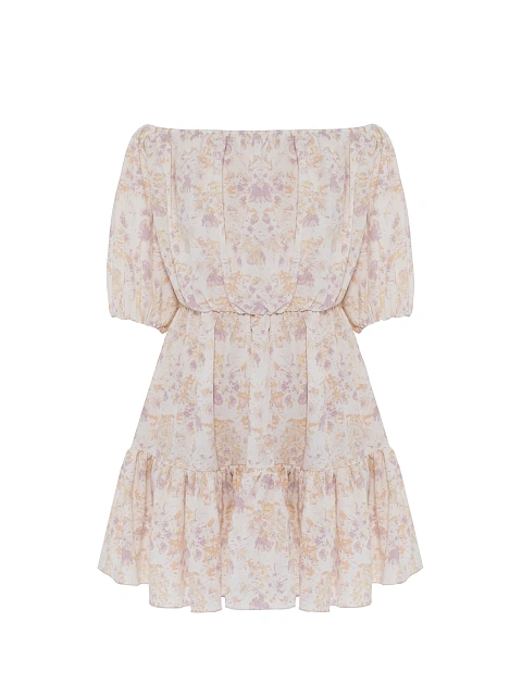 Mini dress with lilac floral print, 1