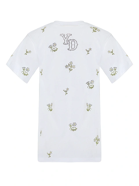 White Rhinestones "Flowers" Cotton T-shirt, 2