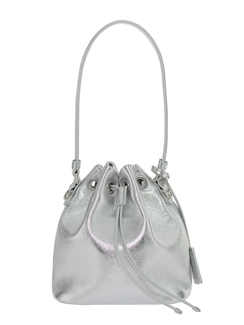 Silver Leather Pouch Bag, 3
