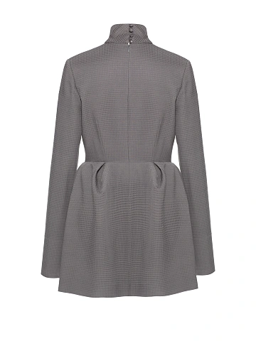 Grey Pied-de-poule Draped Mini Dress, 2