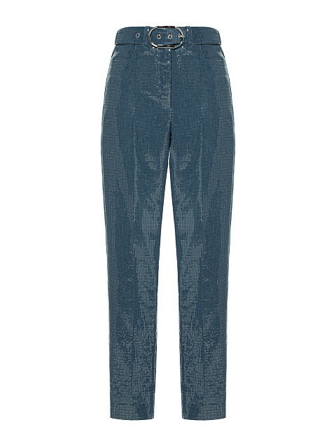 Blue Sequin Denim Pant Suit, 3