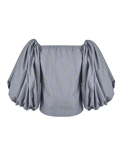 Grey Striped Balloon Sleeve Top, 2 Grey Striped Balloon Sleeve Top, 2