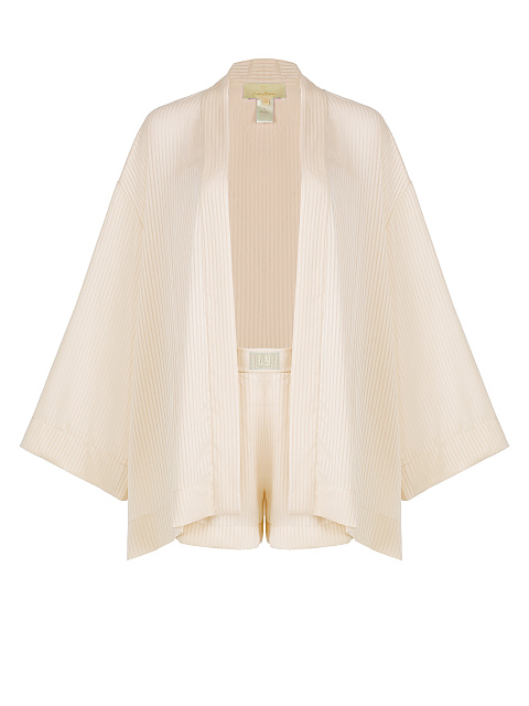 Beige Chiffon Coat & Shorts, 1