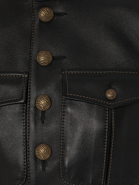 Black Leather Jacket & Shorts Set, 4