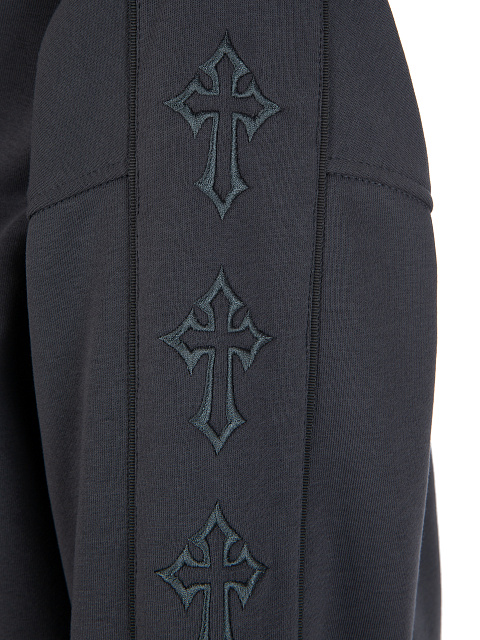 Dark Grey Embroidered Cross Jersey Set, 4