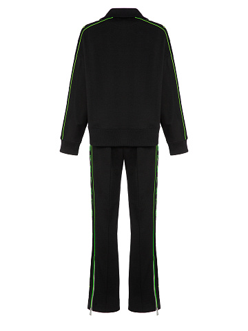 Black & Neon Green YD Embroidered Jersey Suit, 2