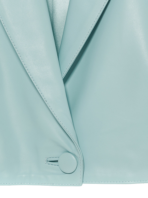 Light Blue Cropped Leather Blazer, 3