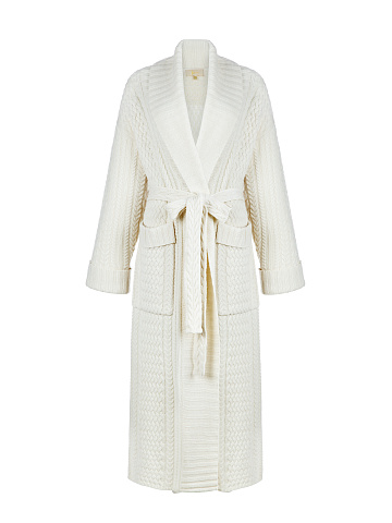 White Merino Wool & Cashmere Knitted Coat, 1