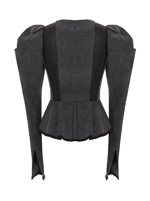 Dark gray denim peplum top, 2