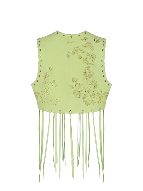 Green Suede Fringed Vest , 2 Green Suede Fringed Vest , 2