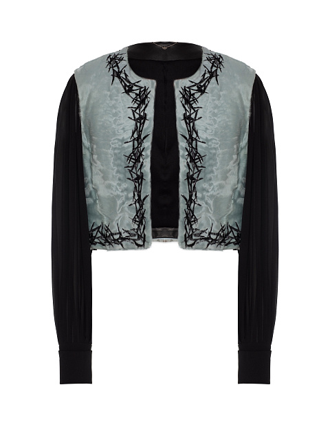 Blue Fur Embroidered Vest, 1