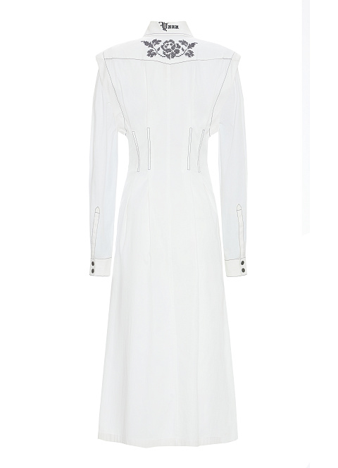 White Cotton Midi Shirt Dress, 2
