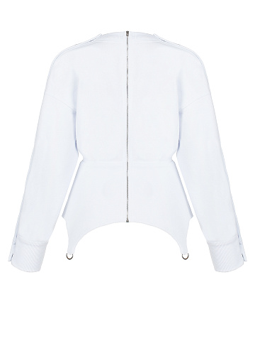 White Cotton Peplum Sweatshirt, 2