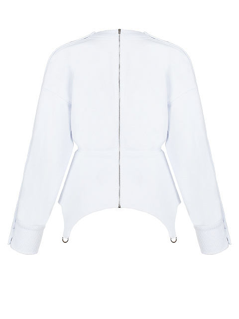 White Cotton Peplum Sweatshirt, 2