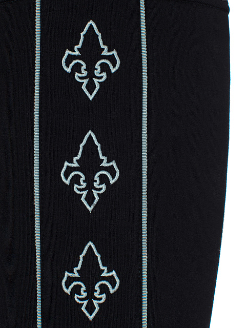 Black & Grey Embroidery Lily Cotton Peplum Sweatshirt, 3