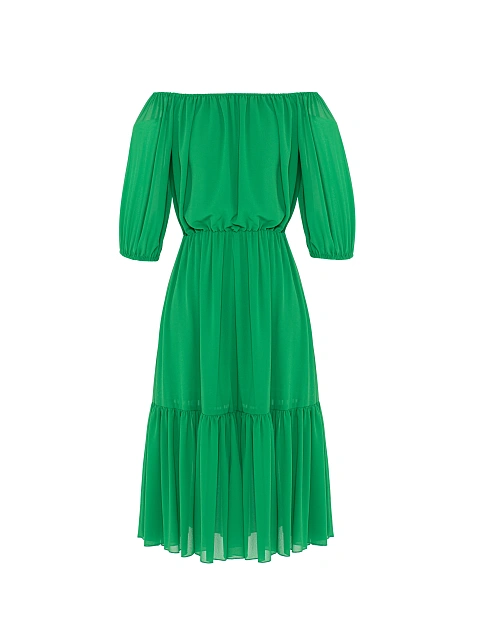 Green Off Shoulder Midi Dress, 2