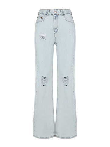 Distressed Blue Cotton Jeans, 1