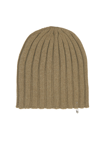 Beige Cashmere Safety Pin Beanie, 1
