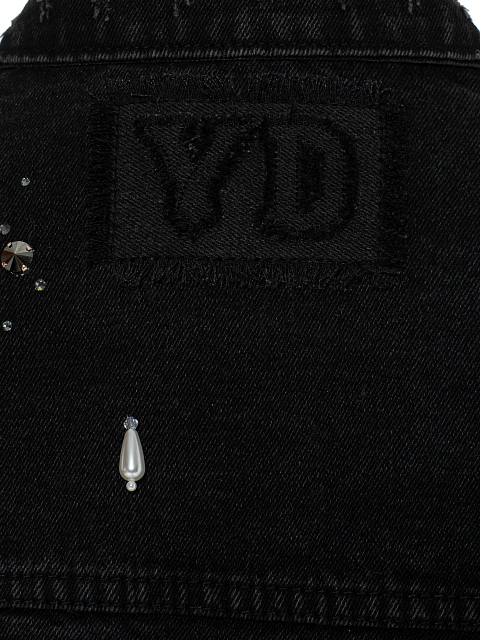 Black denim jacket with beads and rhinestones, 4
