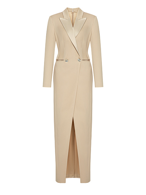 Beige Maxi Jacket Dress, 1