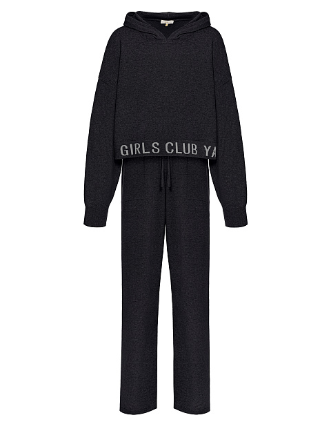 Dark Grey "Hot Girls Club" Cashmere Suit, 1
