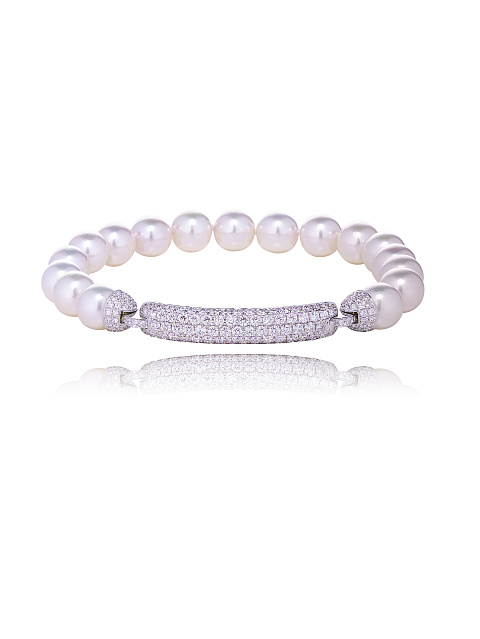 White Gold, Diamonds & Pearls Bracelet, 1 White Gold, Diamonds & Pearls Bracelet, 1