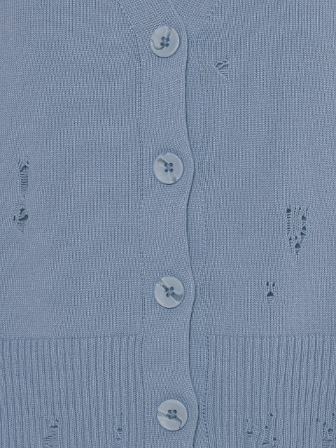 Light Blue Knitted Cardigan, Top & Pants Set, 6