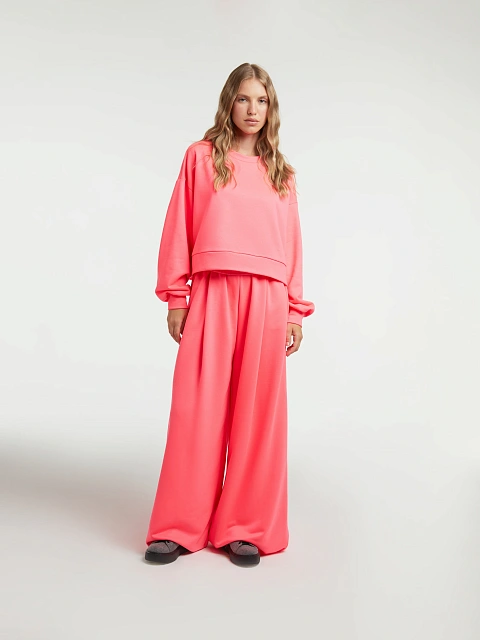 Hot Pink Jersey Wide Pants Tracksuit, 8