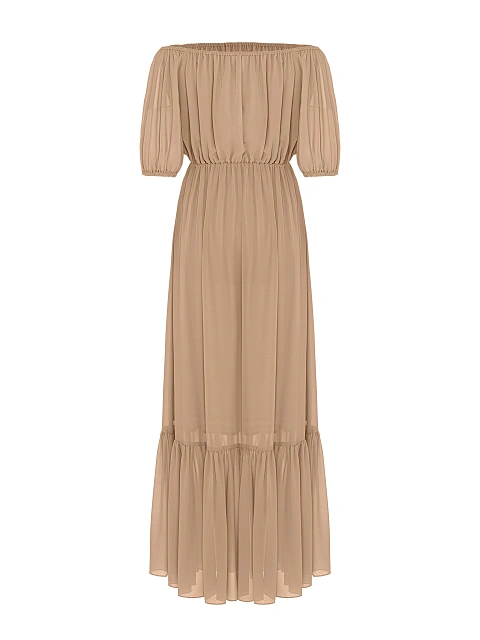 Beige Off Shoulder Maxi Dress, 2