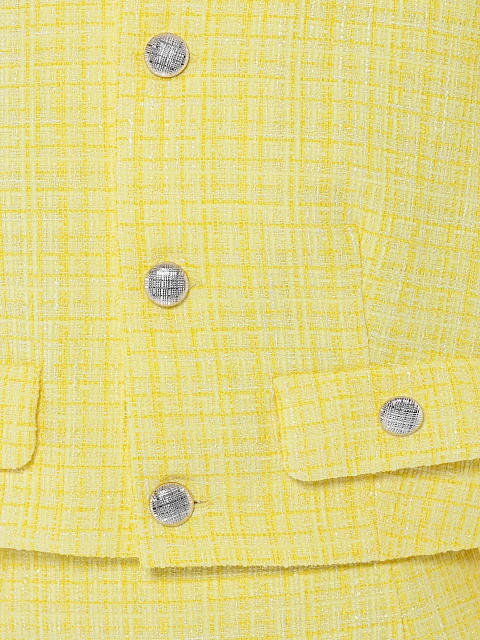 Yellow Tweed Mini Skirt Suit, 4