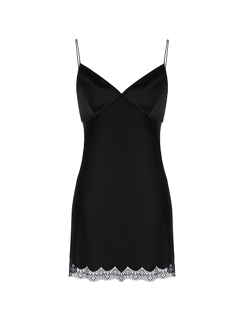 Black Lace Cotton Wrap Mini Dress, 3