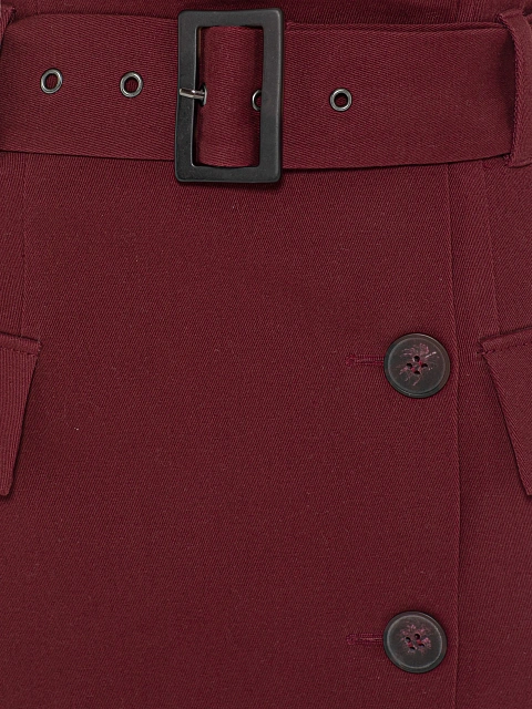 Burgundy Mini Skirt With Pockets, 3