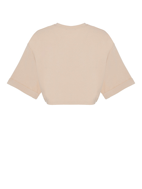 Light beige cropped cotton T-shirt, 2