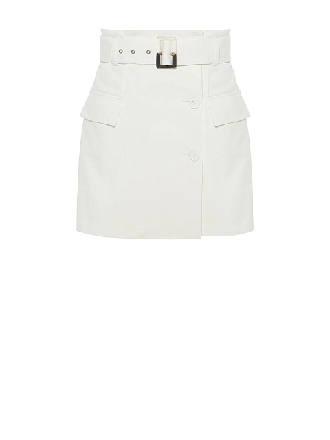 White Mini Skirt With Pockets, 1