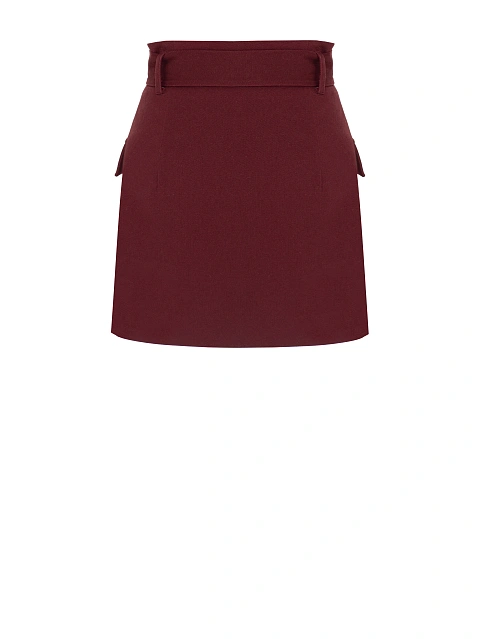 Burgundy Mini Skirt With Pockets, 2