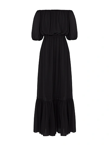 Black Off Shoulder Maxi Dress, 1