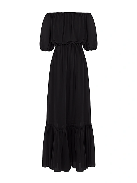 Black Off Shoulder Maxi Dress, 1