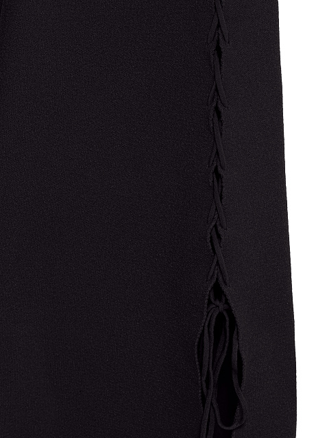 Black Lace Up Jersey Midi Dress, 4